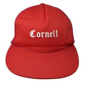 Cornell Snapback Mesh Back Trucker Hat Red 7 5/8 Adjustable Outdoor Vintage